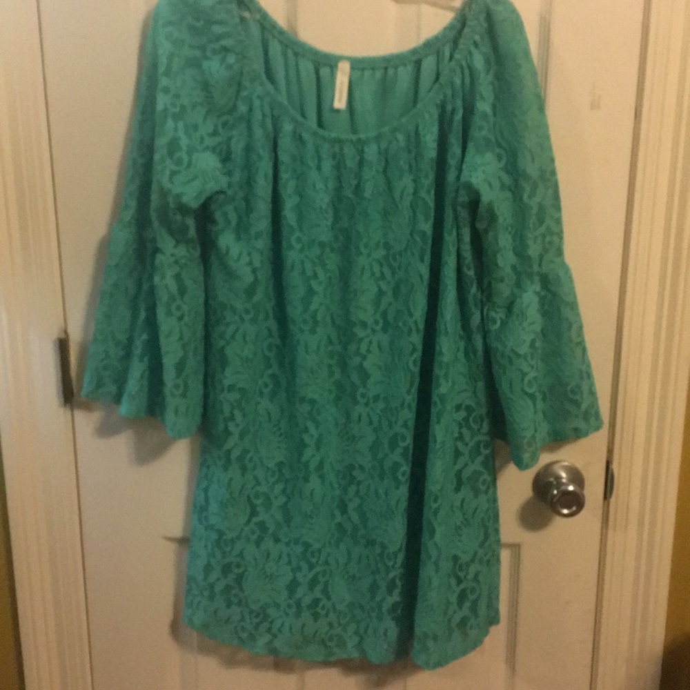 Teal lace dress